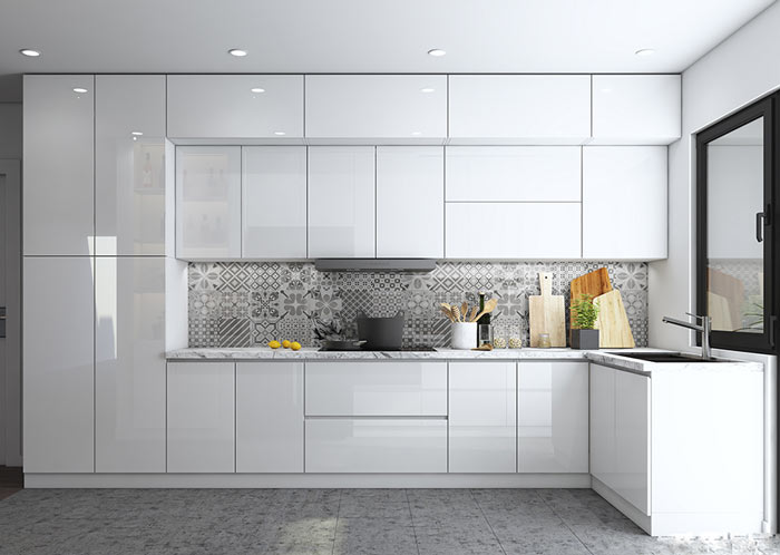 Ứng dụng nhựa 3 lớp bóng làm tủ bếp