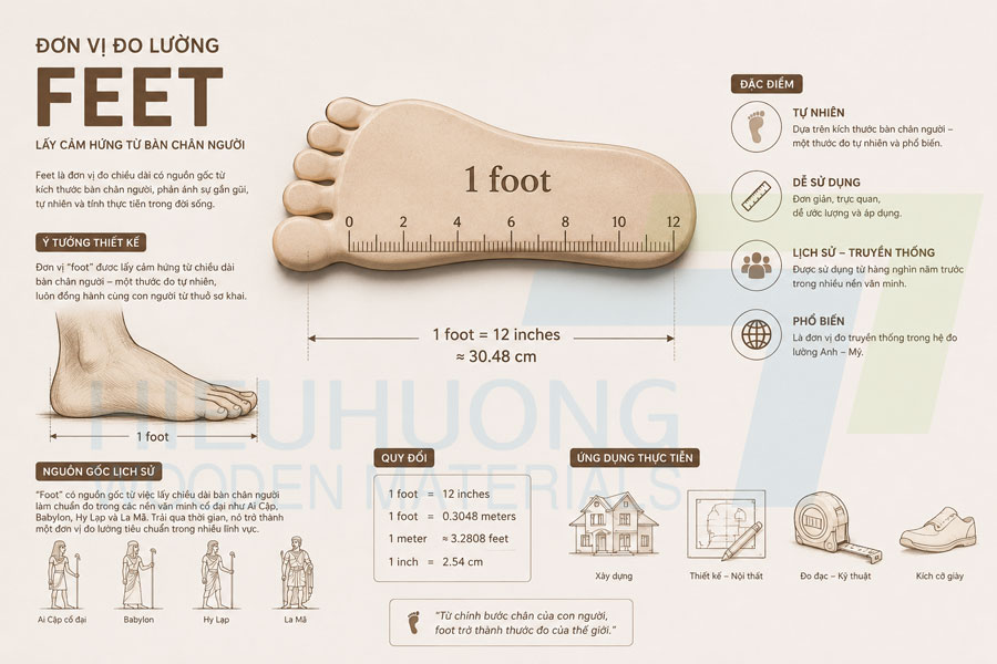 Đơn vị đo lường feet được lấy ý tưởng từ bàn chân foot