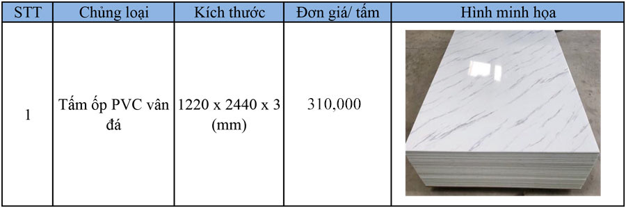 Giá tấm nhựa PVC giá đá ốp tường Hải Phòng