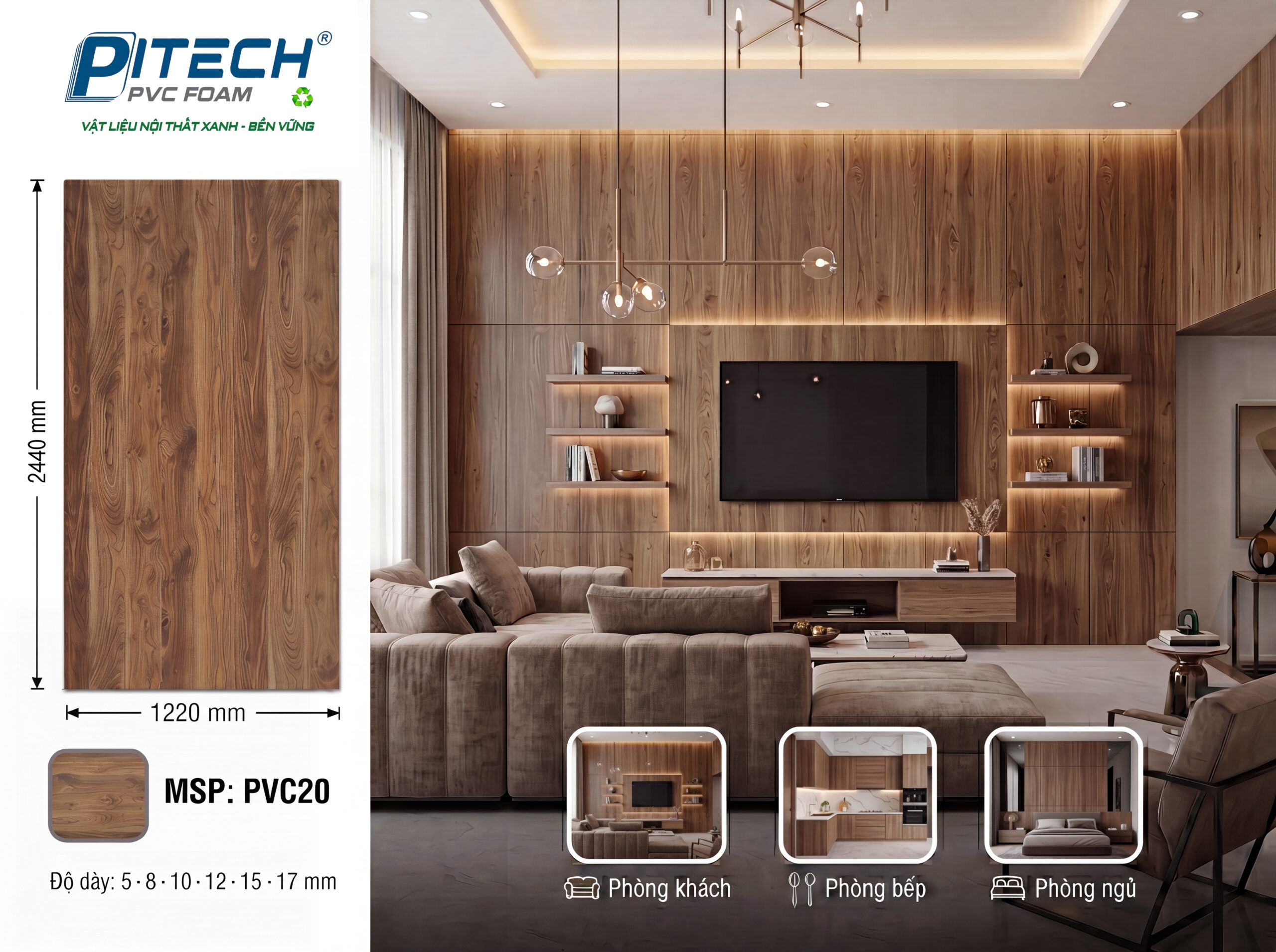 PVC20-nhua-pvc-pitech Hình ảnh tấm gỗ nhựa phủ màng PVC mã màu 20