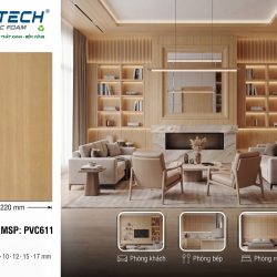 Tấm gỗ nhựa phủ màng PVC mã màu 611
